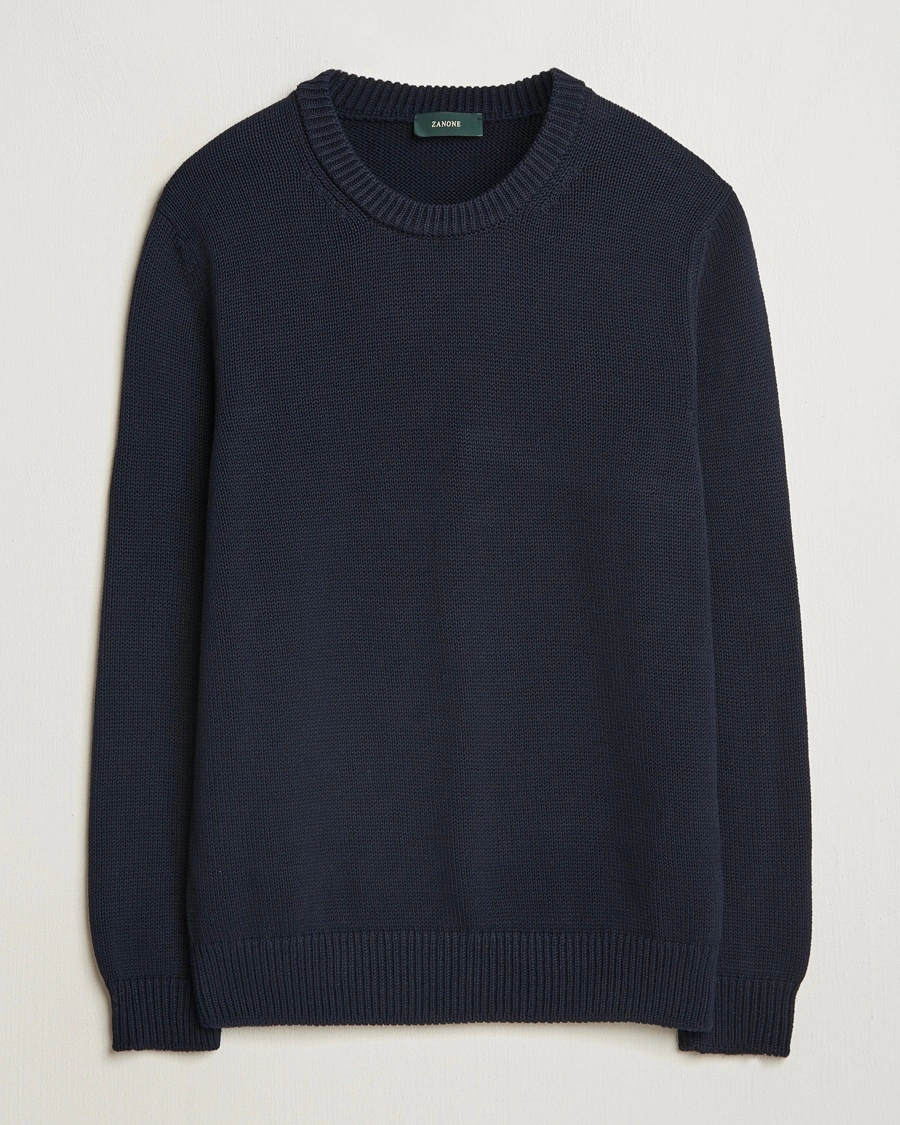 Herr | Tillfälligt säsongserbjudande | Zanone | Soft Cotton Crewneck Sweater Navy