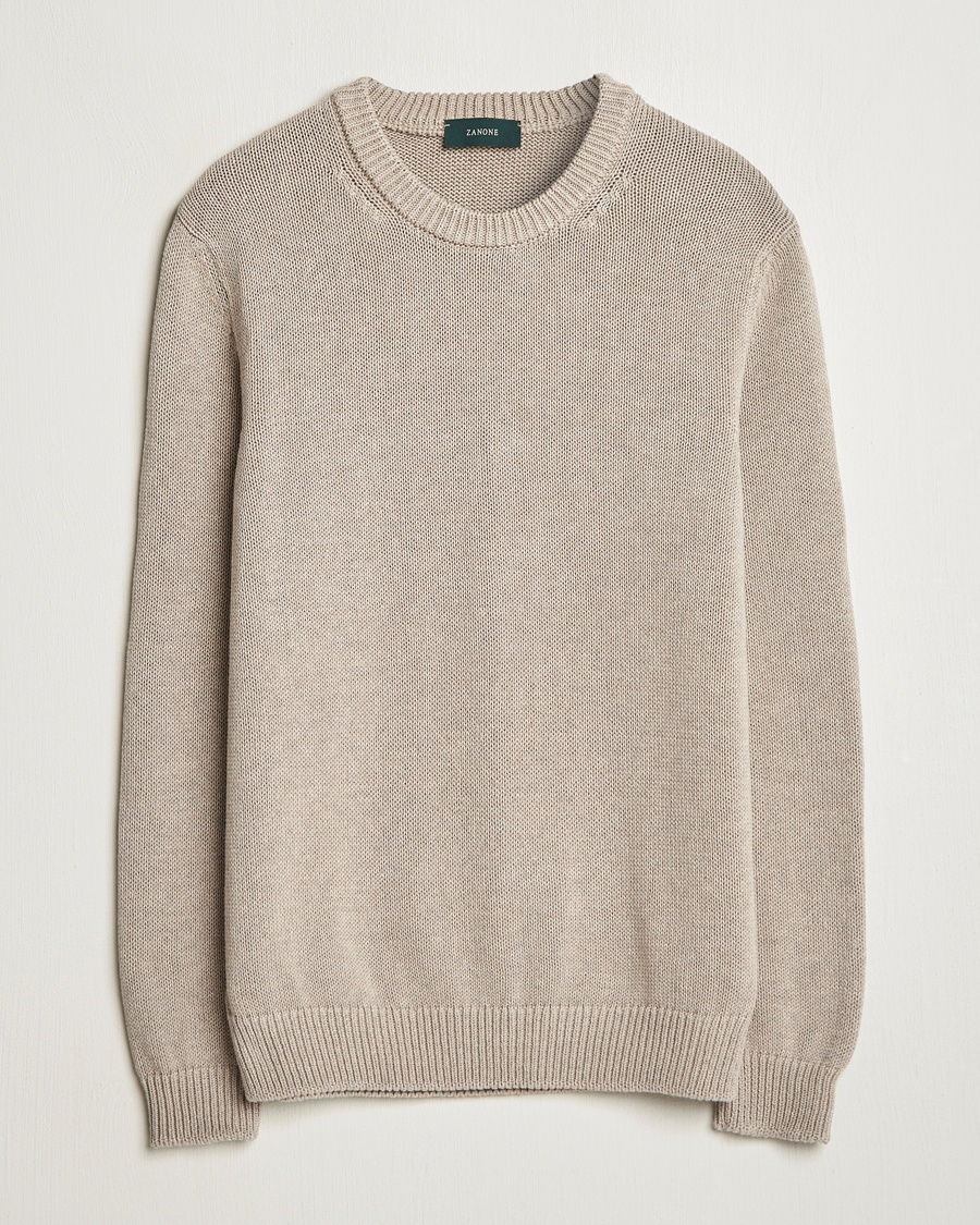 Herr | Tillfälligt säsongserbjudande | Zanone | Soft Cotton Crewneck Sweater Beige