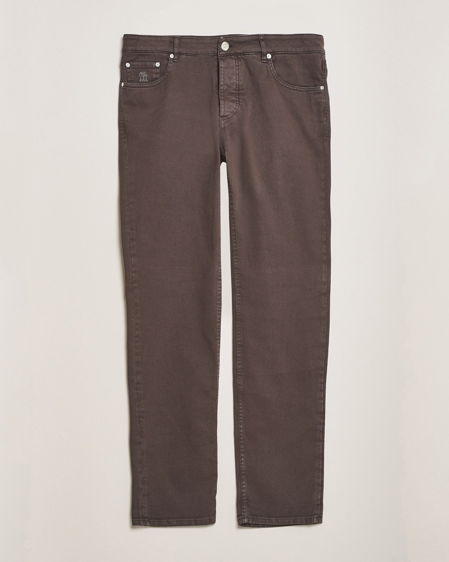 Herr | Byxor | Brunello Cucinelli | Slim Fit Bull Denim Pants Dark Brown