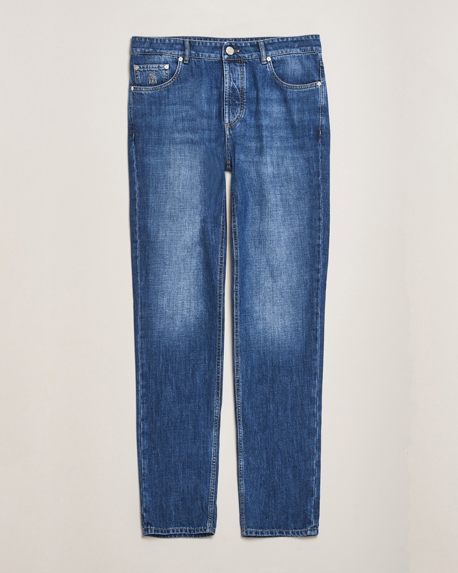Brunello Cucinelli Traditional Fit Jeans Medium Wash – Blå