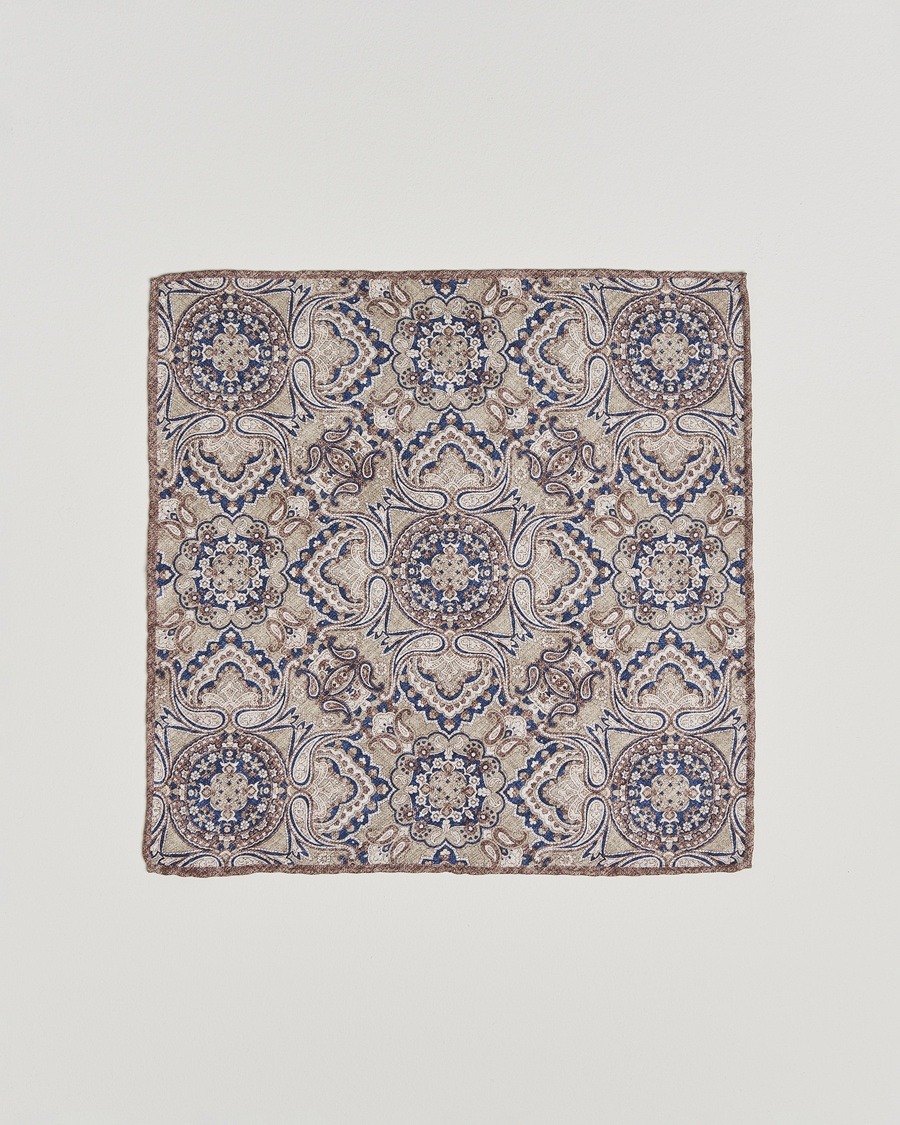 Herr | Näsdukar | Brunello Cucinelli | Paisley Silk Pocket Square Brown/Blue