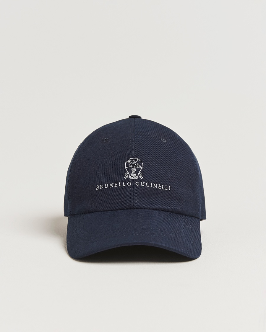 Brunello Cucinelli Twill Cotton Baseball Cap Navy – Blå