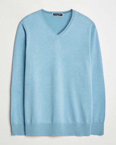 Herr | Charles Tyrwhitt | Charles Tyrwhitt | Pure Merino V-Neck Jumper Aqua Green