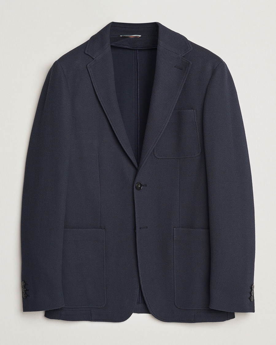 Herr | Bomullskavajer | Canali | Cotton Blend Jersey Blazer Navy