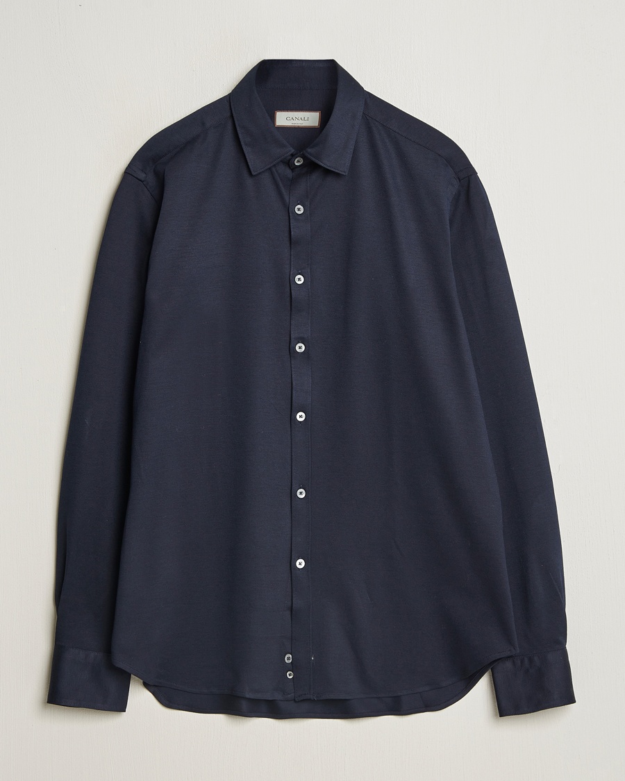 Herr | Pikéskjortor | Canali | Slim Fit Jersey Shirt Navy