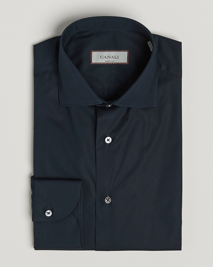 Herr | | Canali | Slim Fit Cotton/Stretch Shirt Navy
