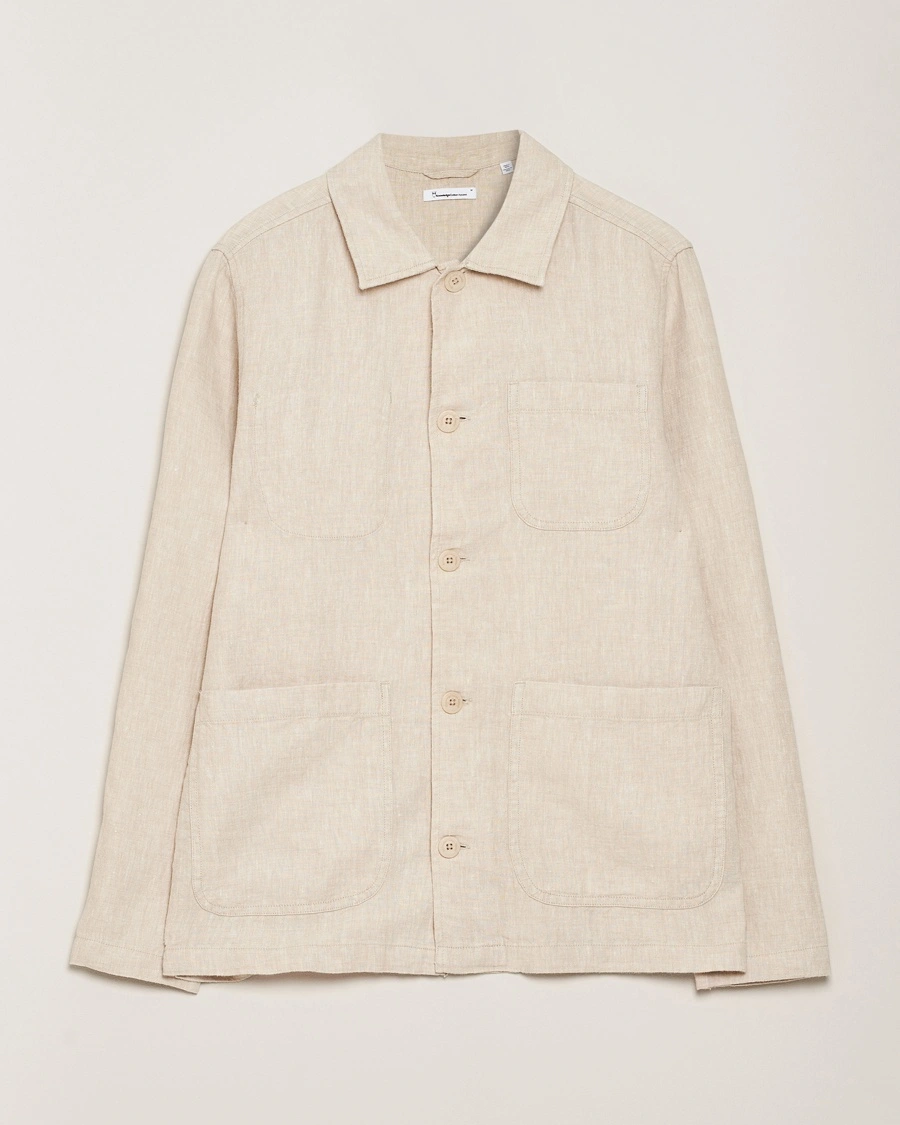 Herr | | KnowledgeCotton Apparel | Linen Overshirt Light Feather Grey
