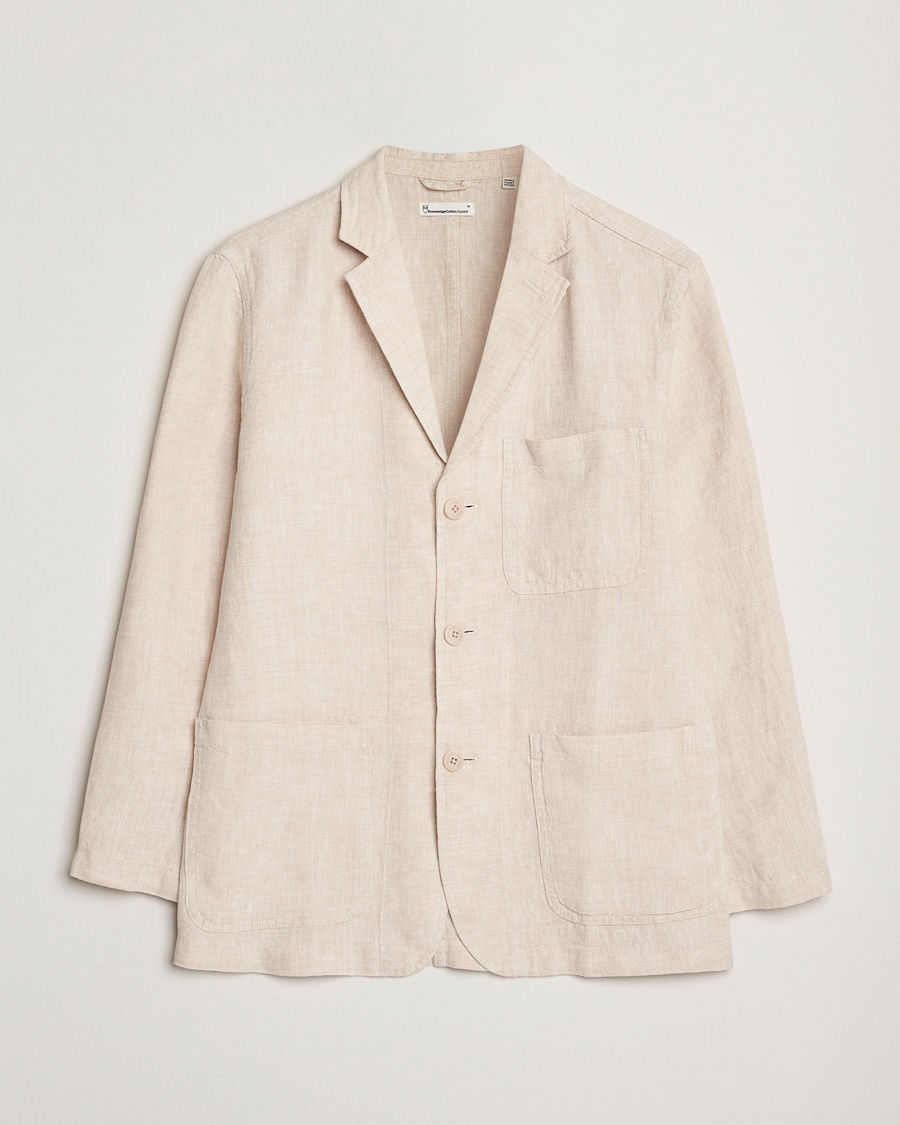 KnowledgeCotton Apparel Linen Blazer Light Feather Grey – Grå