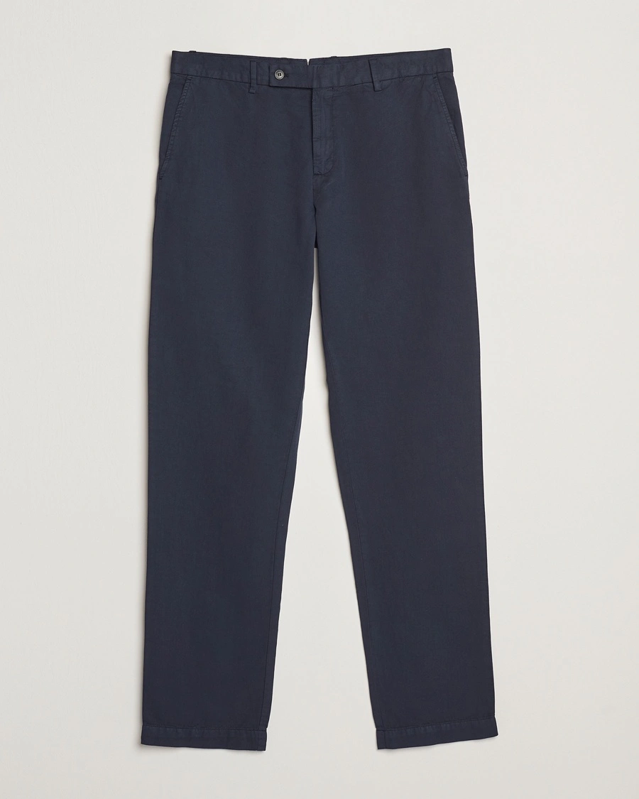 Herr | Byxor | Sunspel | Cotton/Linen Trousers Navy