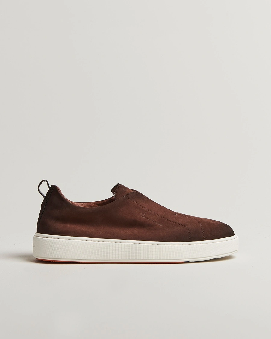 Herr | Tillfälligt säsongserbjudande | Santoni | Cleanic No Lace Sneakers Brown Nubuck