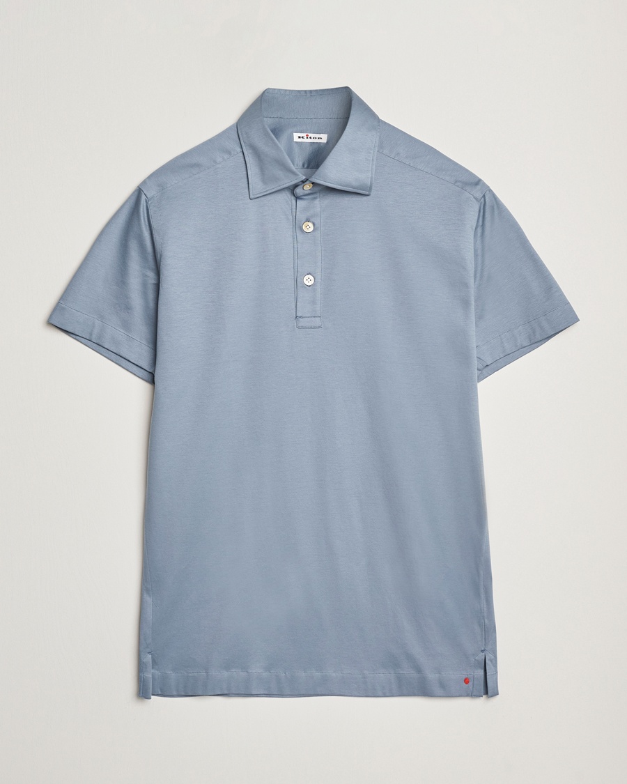 Herr | Pikéer | Kiton | Short Sleeve Jersey Polo Steel Blue