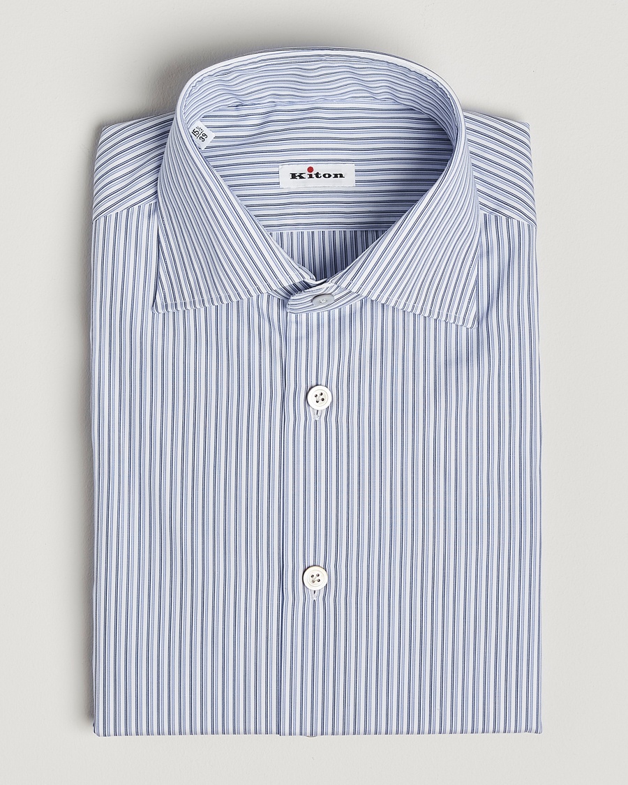 Herr | | Kiton | Slim Fit Dress Shirt Light Blue Stripe
