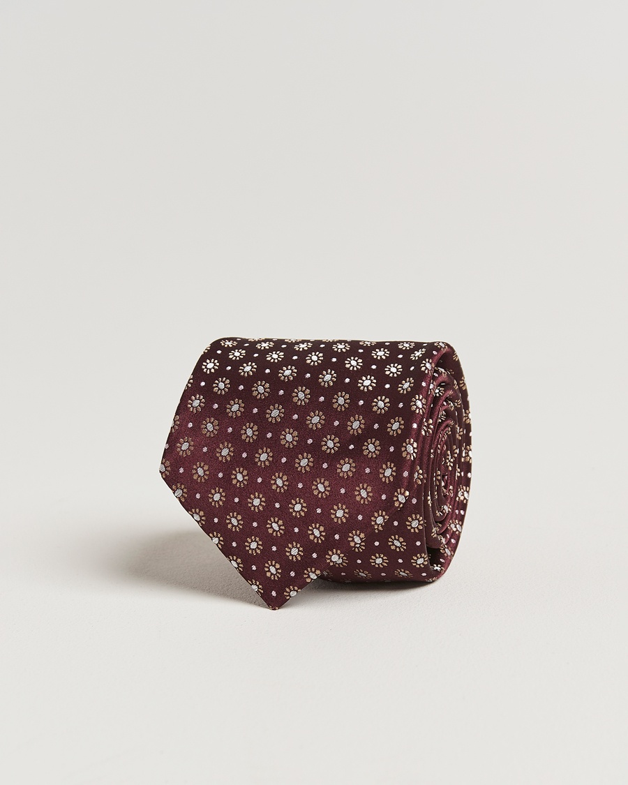 Herr | Accessoarer | Kiton | Flower Jacquard Silk Tie Brown