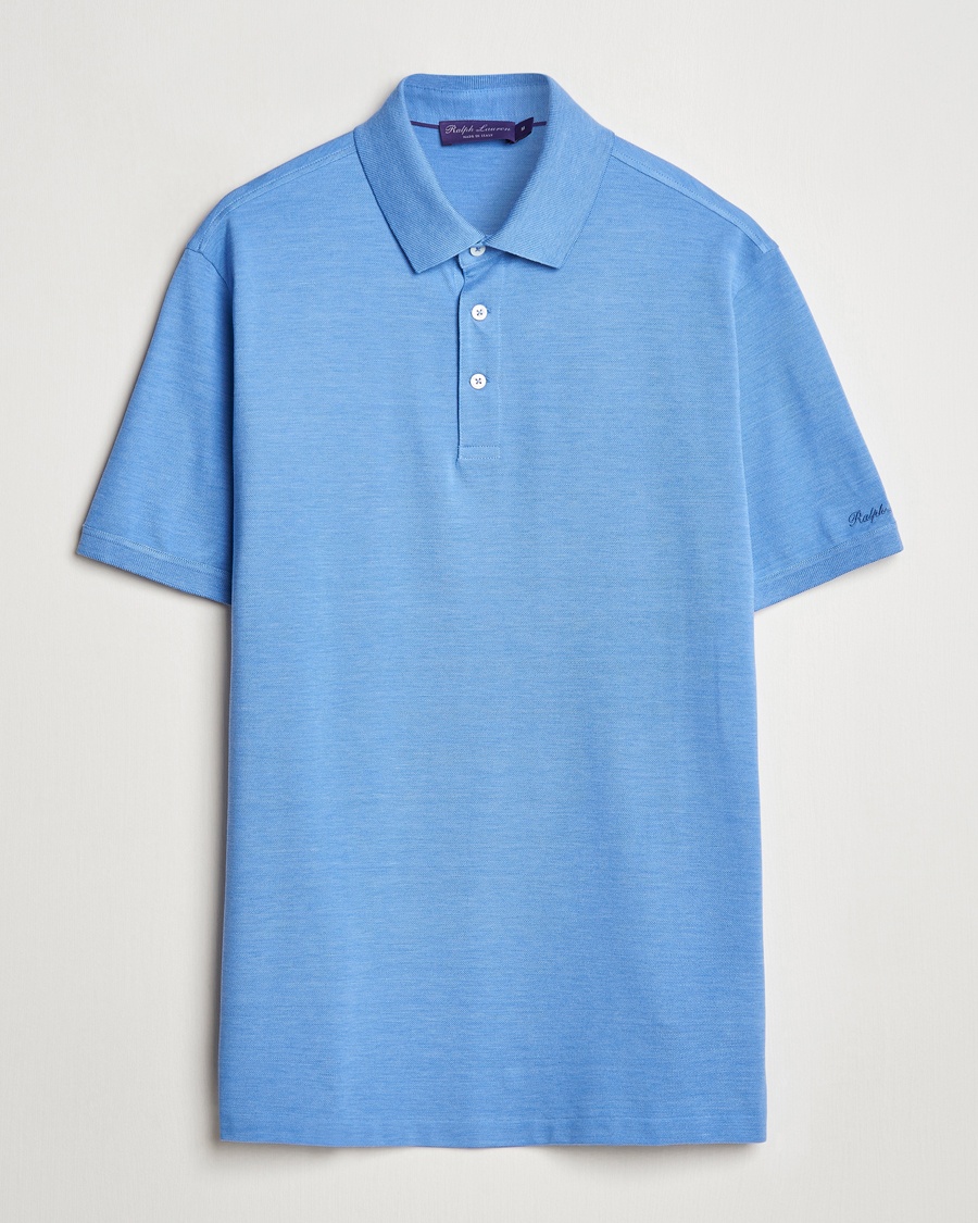 Herr | Pikéer | Ralph Lauren Purple Label | Cotton/Silk Short Sleeve Polo Cornflower
