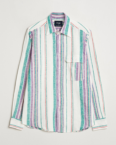 Herr | Linneskjortor | Drake's | Striped Linen/Cotton Summer Shirt Multi