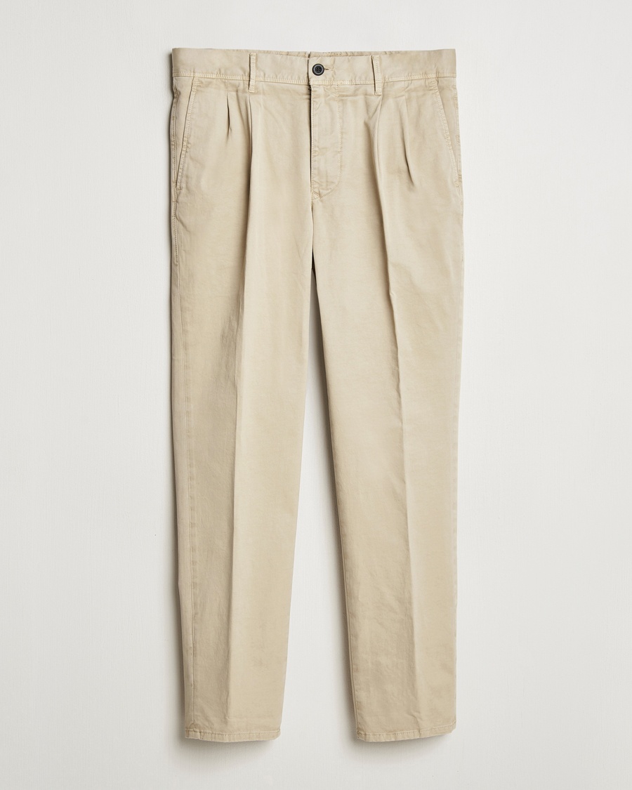 Herr | Slowear | Incotex | Tapered Fit Pleated Slacks Light Beige