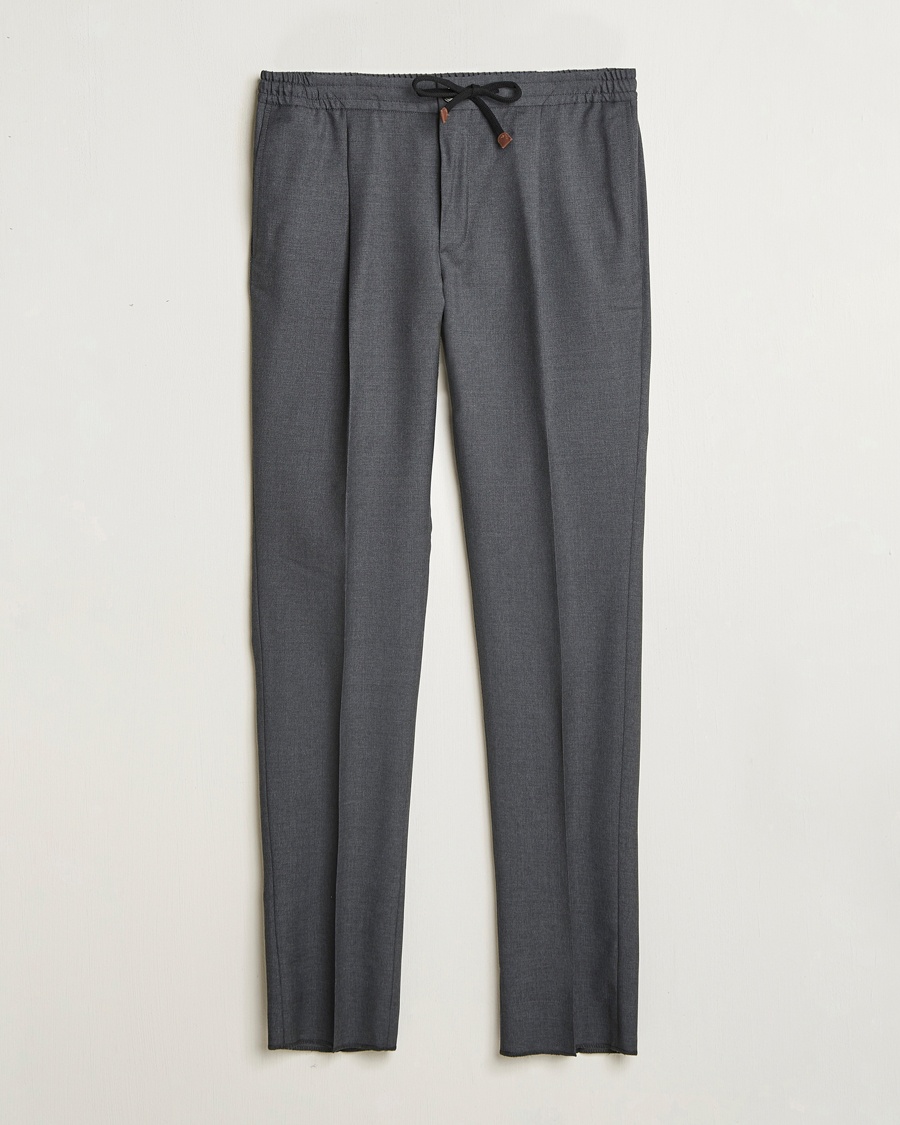 Herr | Slowear | Incotex | Drawstring Super 100s Wool Pants Medium Grey