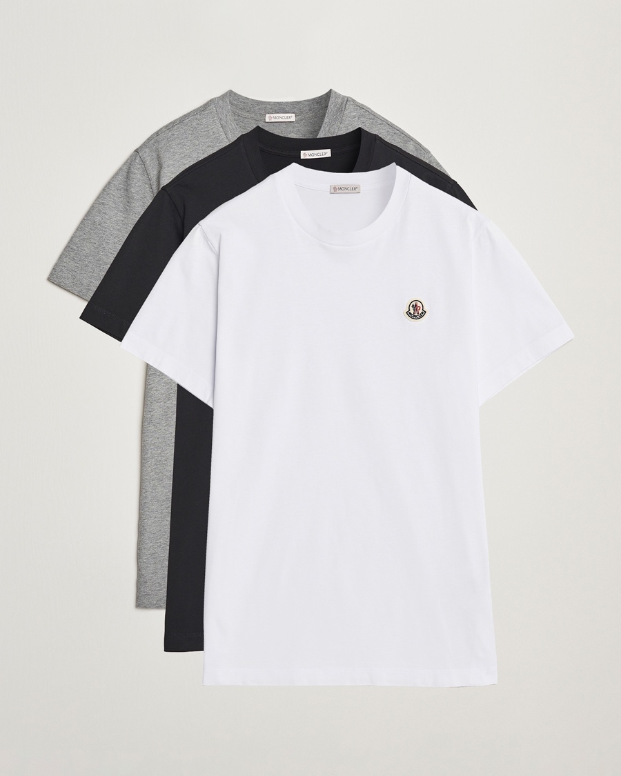 Herr | Multipack | Moncler | 3-pack Logo T-Shirt Grey/White/Black