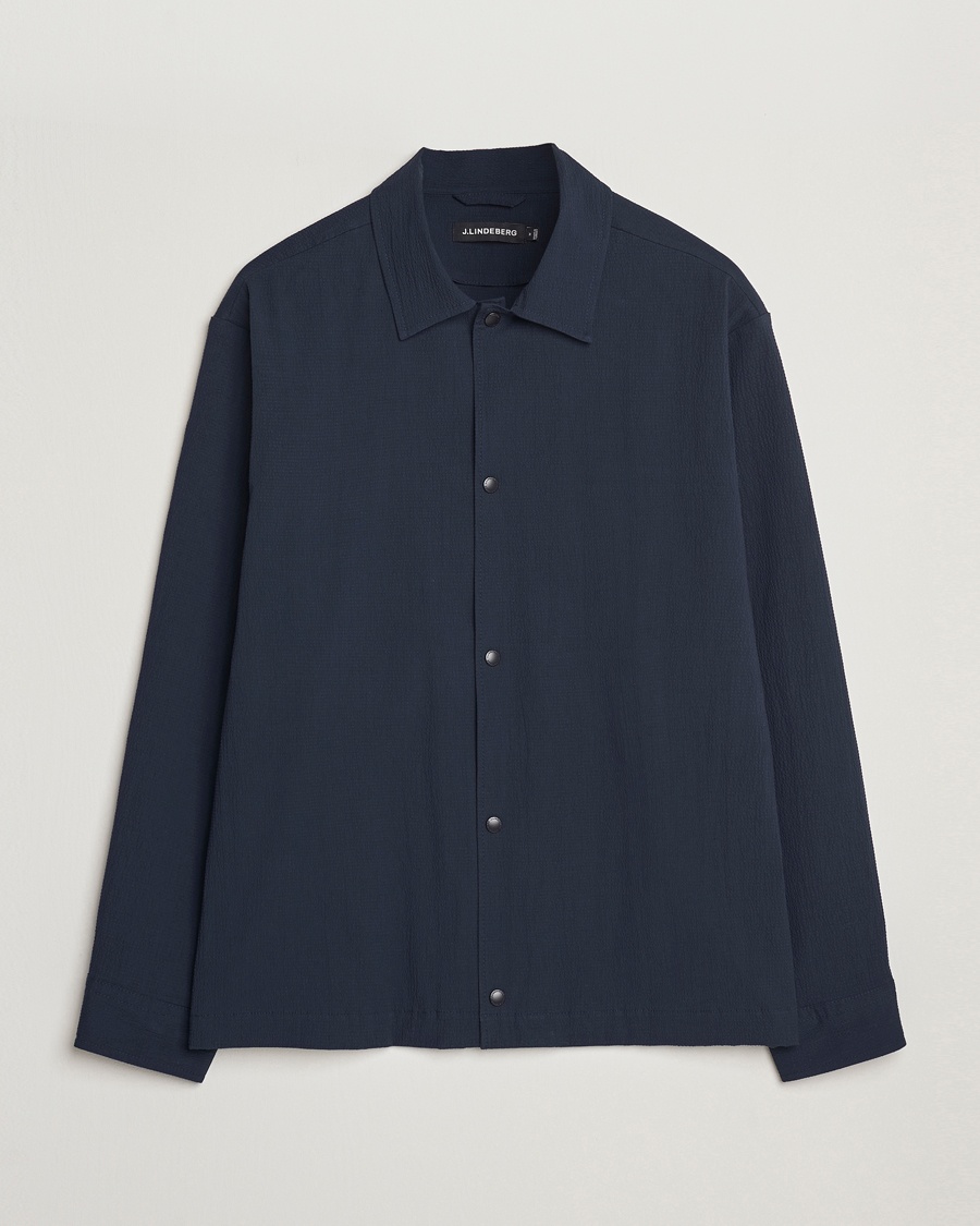 Herr | Skjortor | J.Lindeberg | Celian Seersucker Overshirt Navy