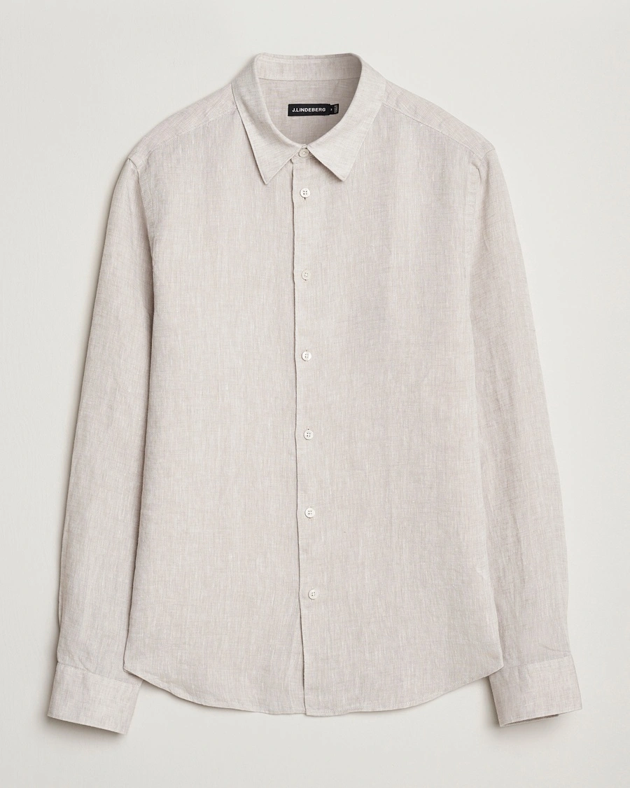 Herr | Linneskjortor | J.Lindeberg | Slim Linen Melange Shirt Moonbeam