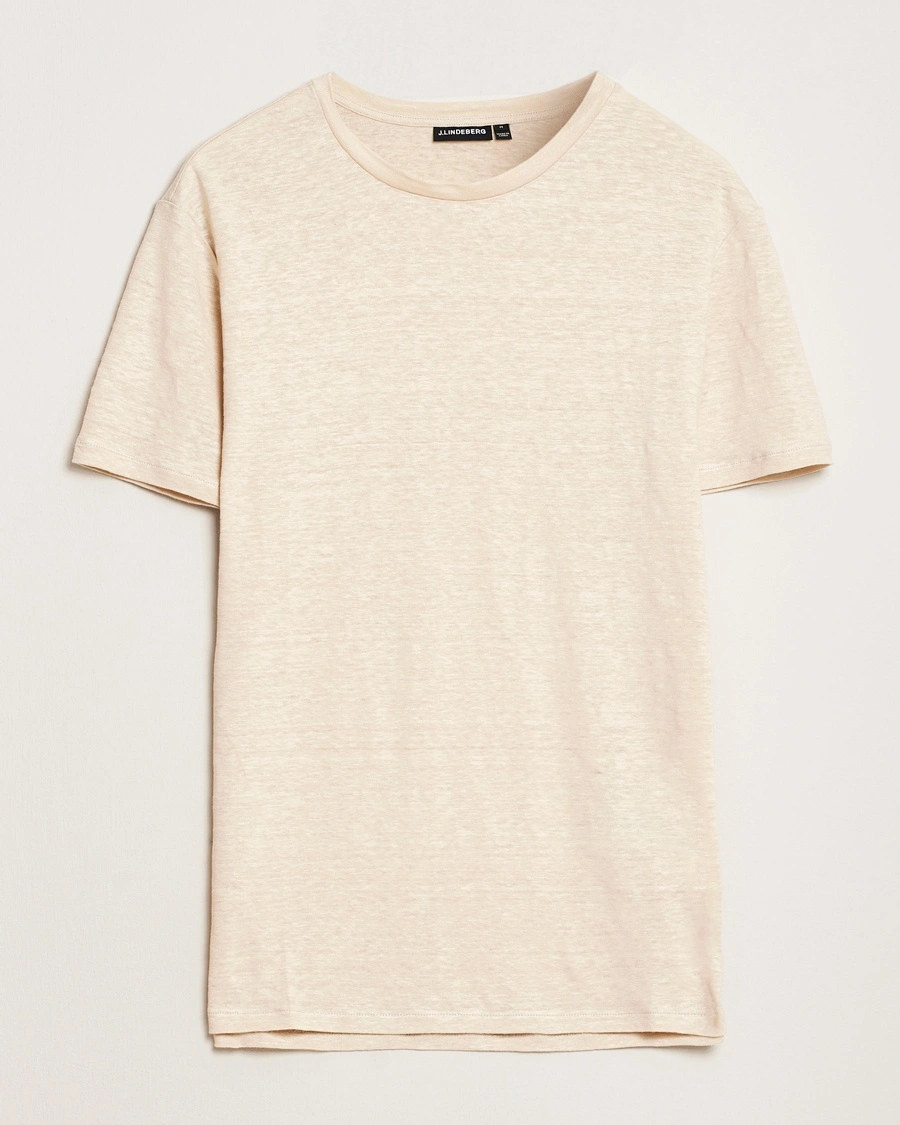 Herr | Kortärmade t-shirts | J.Lindeberg | Coma Linen T-Shirt Moonbeam