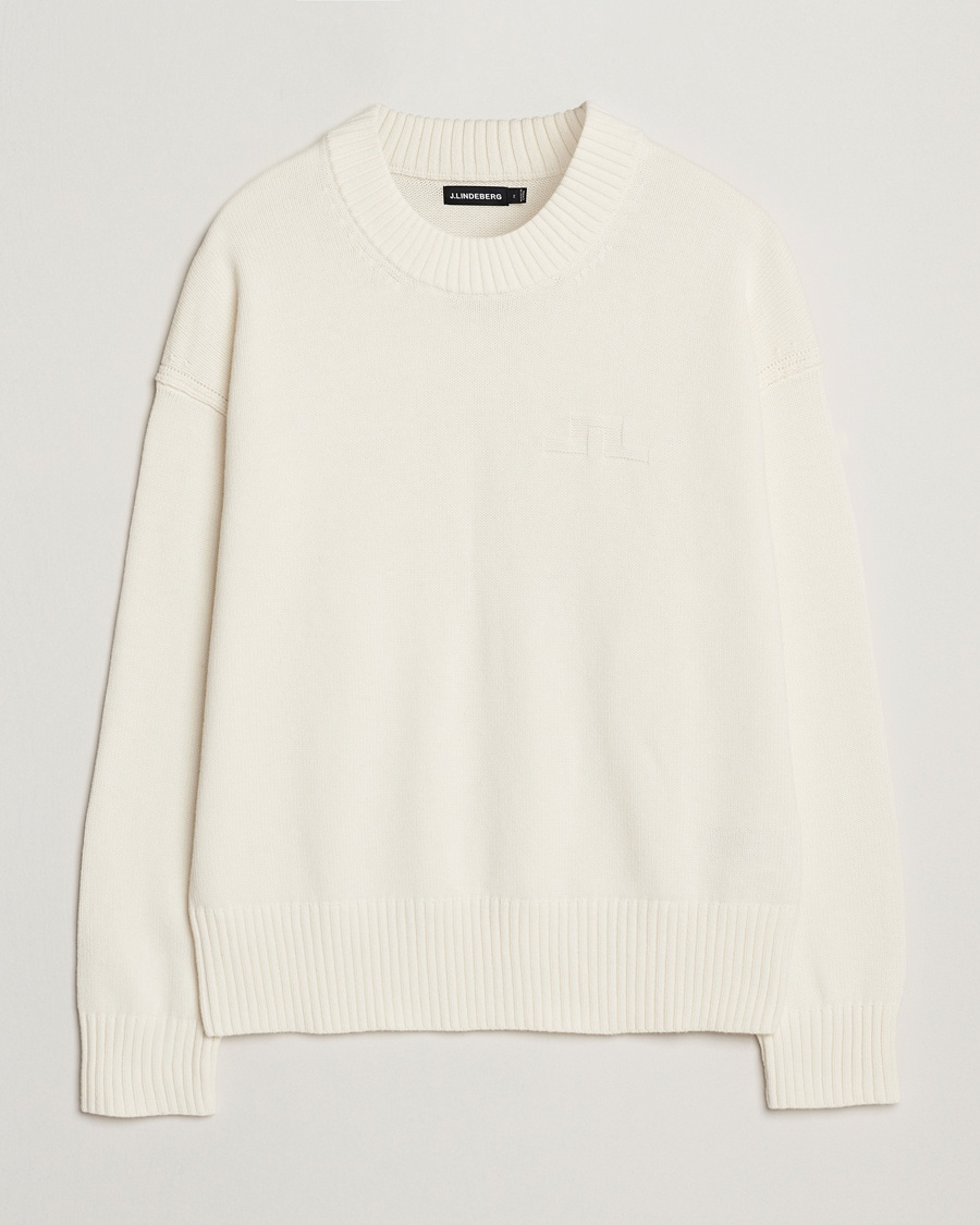 Herr | Stickade tröjor | J.Lindeberg | Eddy Cotton/Wool Crewneck White