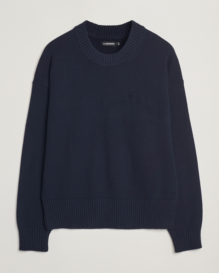 Herr | J.Lindeberg | J.Lindeberg | Eddy Cotton/Wool Crewneck Navy