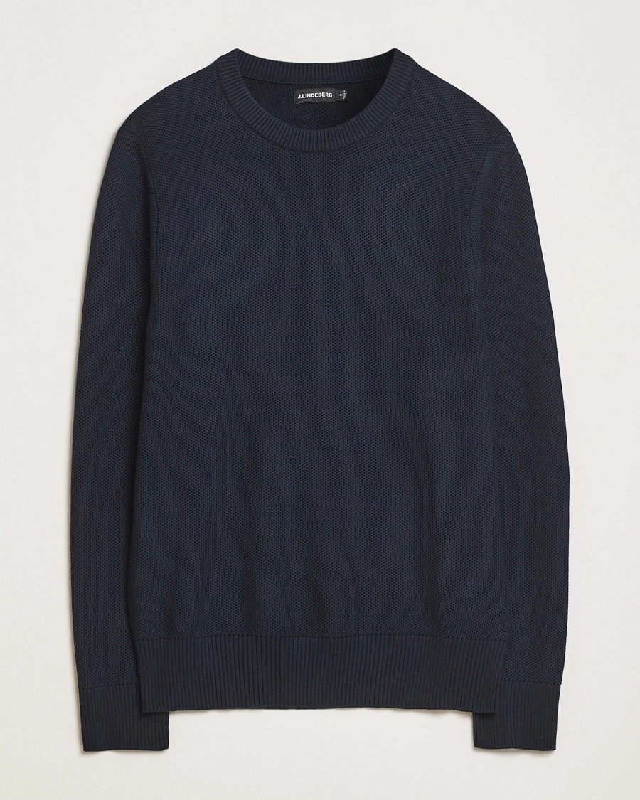 Herr | Stickade tröjor | J.Lindeberg | Arthur Organic Cotton Knit Navy