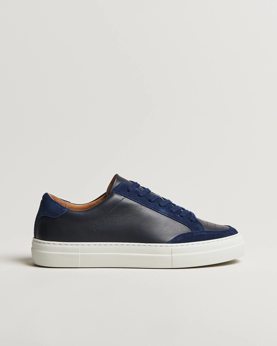Herr | Tillfälligt säsongserbjudande | J.Lindeberg | Art Signature Leather Sneaker Navy