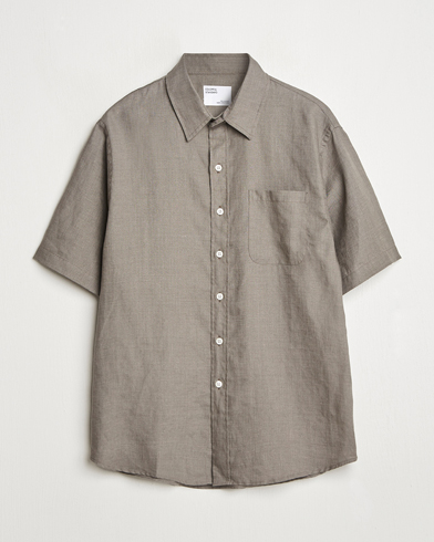 Herr | Kortärmade skjortor | Colorful Standard | Garment Dyed Linen Short Sleeve Shirt Dusty Olive