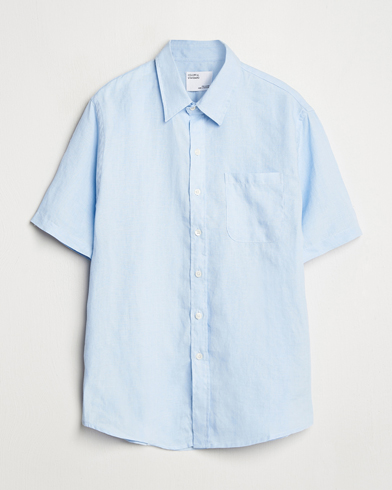 Herr | Kläder | Colorful Standard | Garment Dyed Linen Short Sleeve Shirt Polar Blue