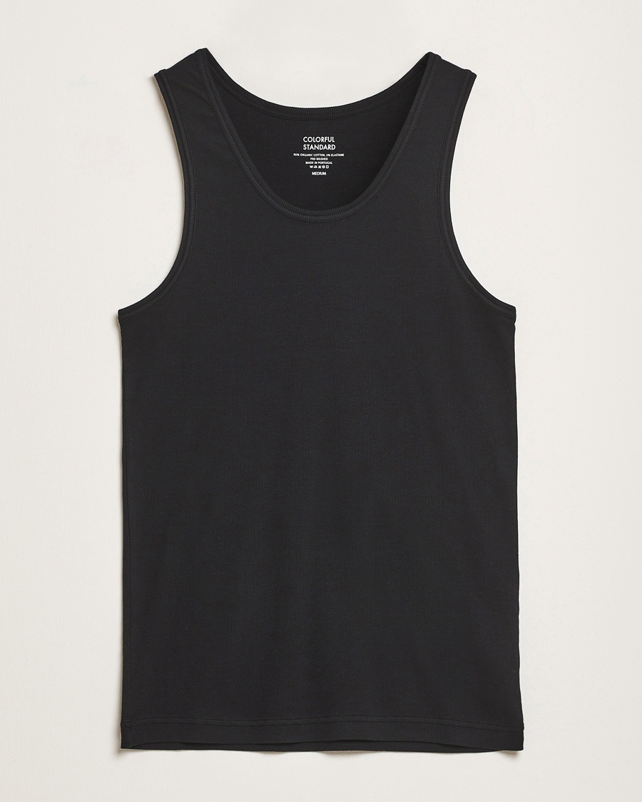 Herr | Linnen | Colorful Standard | Organic Rib Tank Top Deep Black