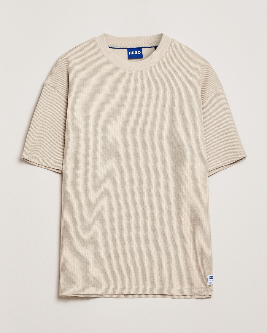 HUGO Waffle Crew Neck T-Shirt Open White – Vit