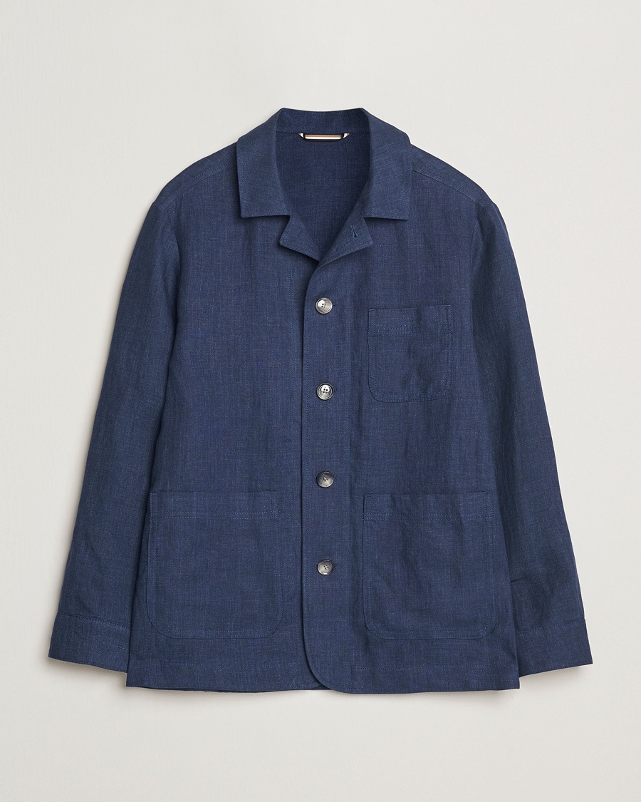 Herr | Lojalitetserbjudande | BOSS BLACK | Carper Linen Shirt Jacket Dark Blue