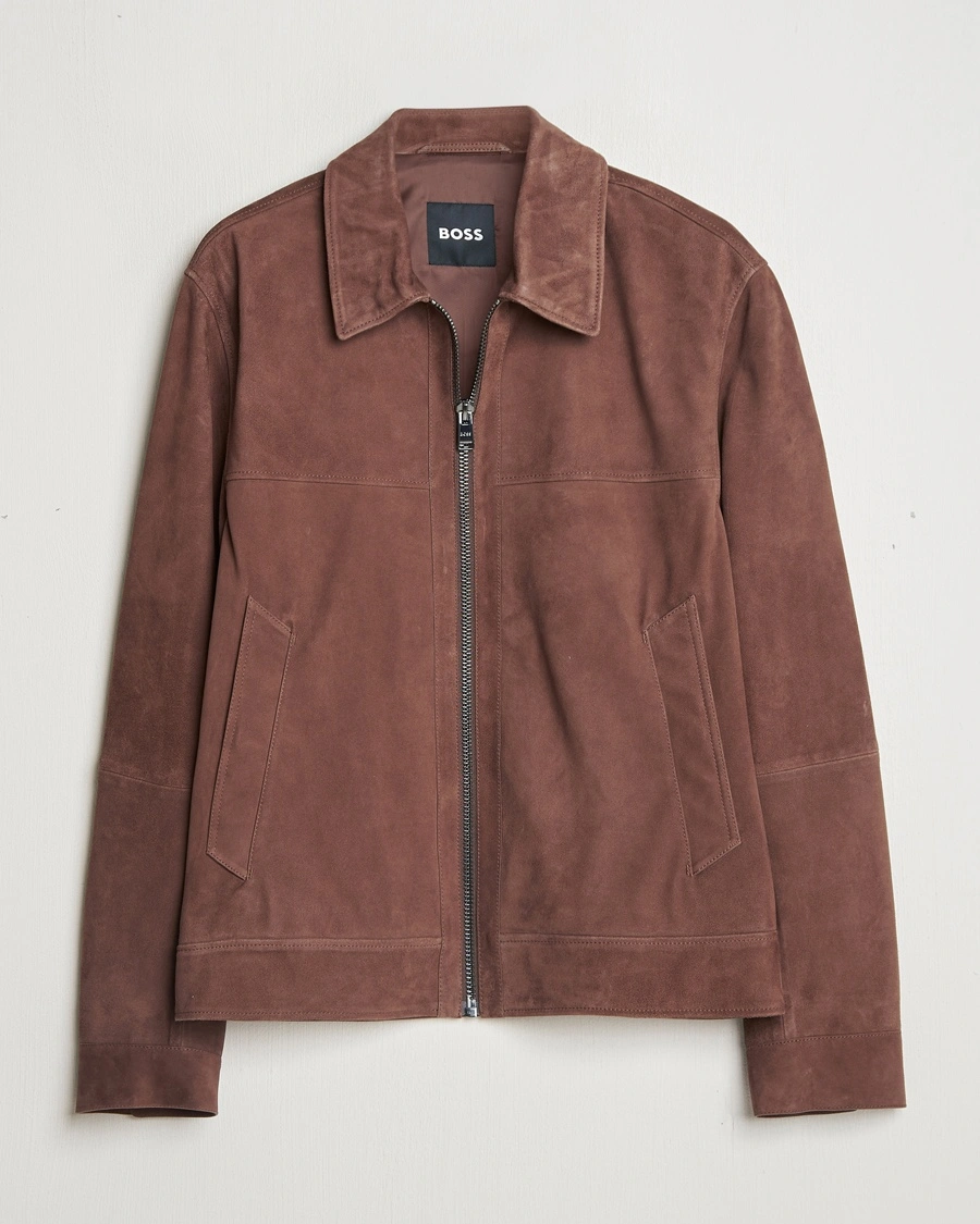 Herr | Jackor | BOSS BLACK | Malbano Suede Jacket Dark Brown