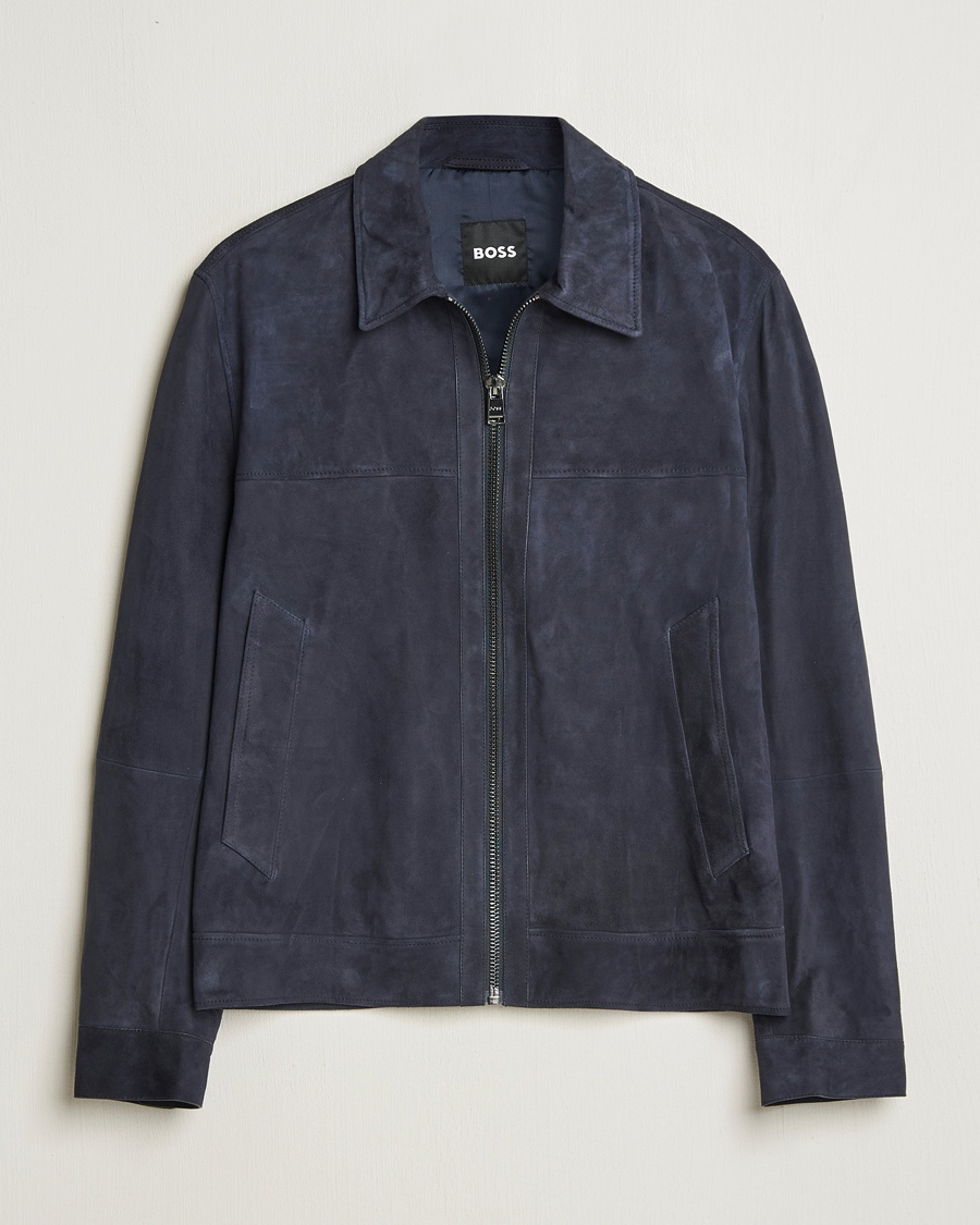 Herr | Jackor | BOSS BLACK | Malbano Suede Jacket Dark Blue