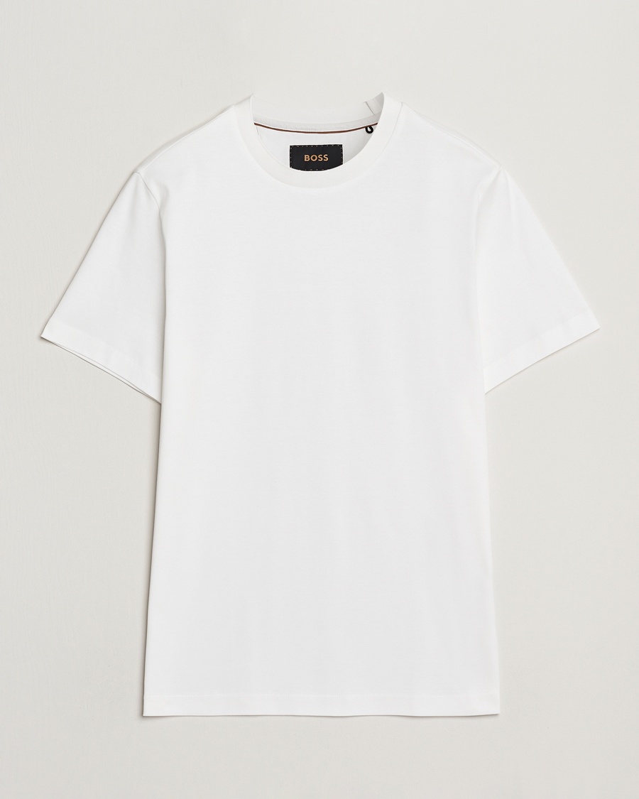 Herr | Vita t-shirts | BOSS CAMEL | Tesar Cotton Knitted T-Shirt White