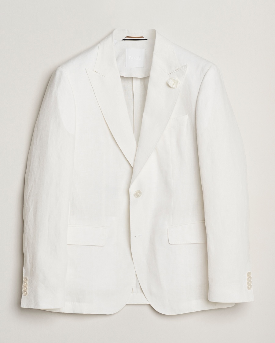 Herr | Lojalitetserbjudande | BOSS BLACK | Huge Linen Peak Lapel Blazer White