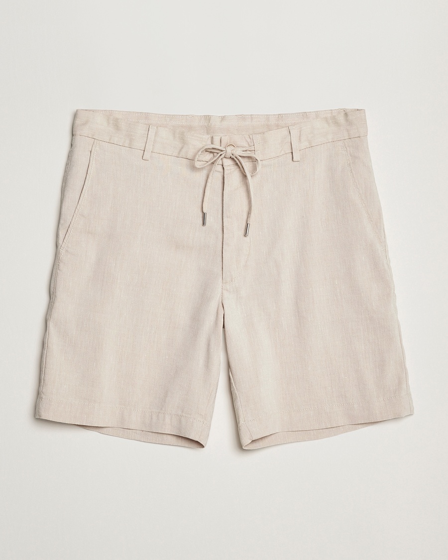 Herr | BOSS BLACK | BOSS BLACK | Kane Linen/Cotton Drawstring Shorts Light Beige