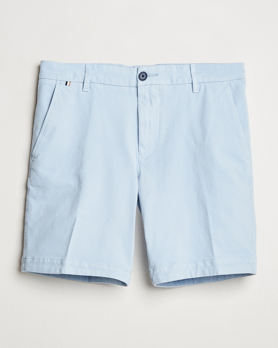Herr | Chinosshorts | BOSS BLACK | Slice Structured Cotton Shorts Light Blue