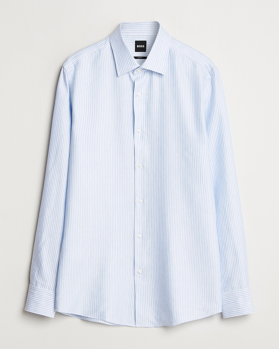 Herr | BOSS | BOSS BLACK | Hank Linen/Lyocell Striped Shirt Blue/White
