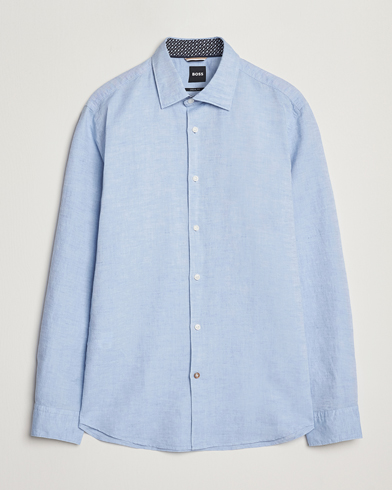 Herr | Business & Beyond - Formal | BOSS BLACK | Hal Cotton/Linen Contrast Shirt Light Blue