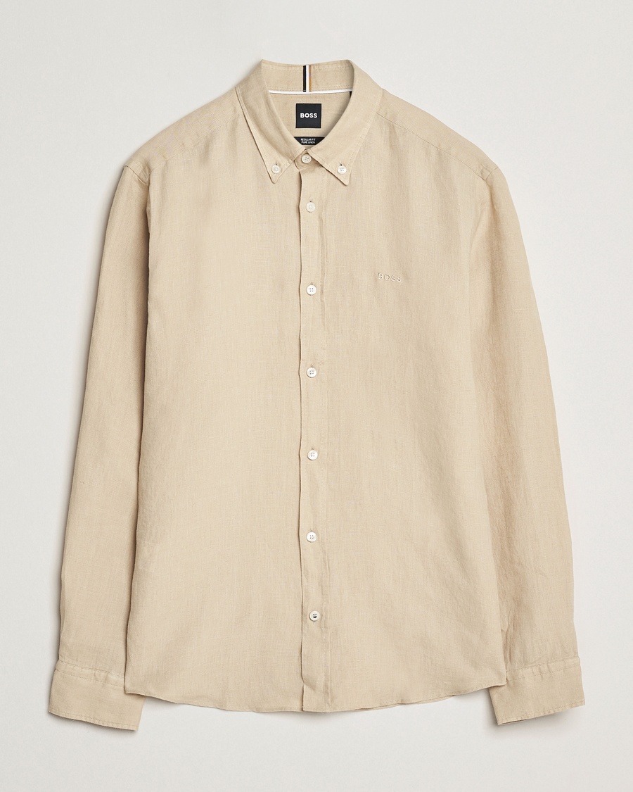 Herr | Linneskjortor | BOSS BLACK | Liam Linen Shirt Light Beige