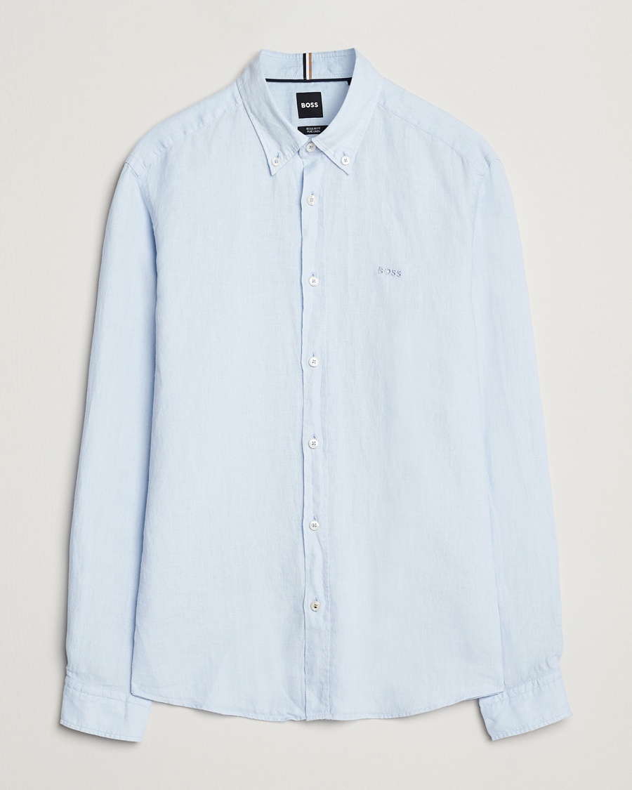Herr | Linneskjortor | BOSS BLACK | Liam Linen Shirt Light Blue