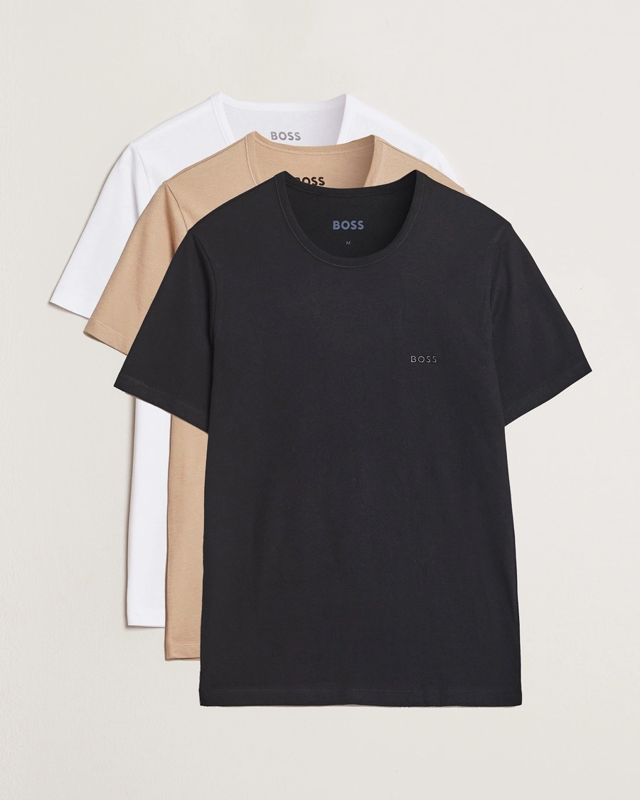 Herr | BOSS | BOSS BLACK | 3-Pack Crew Neck T-Shirt Beige/Black/White