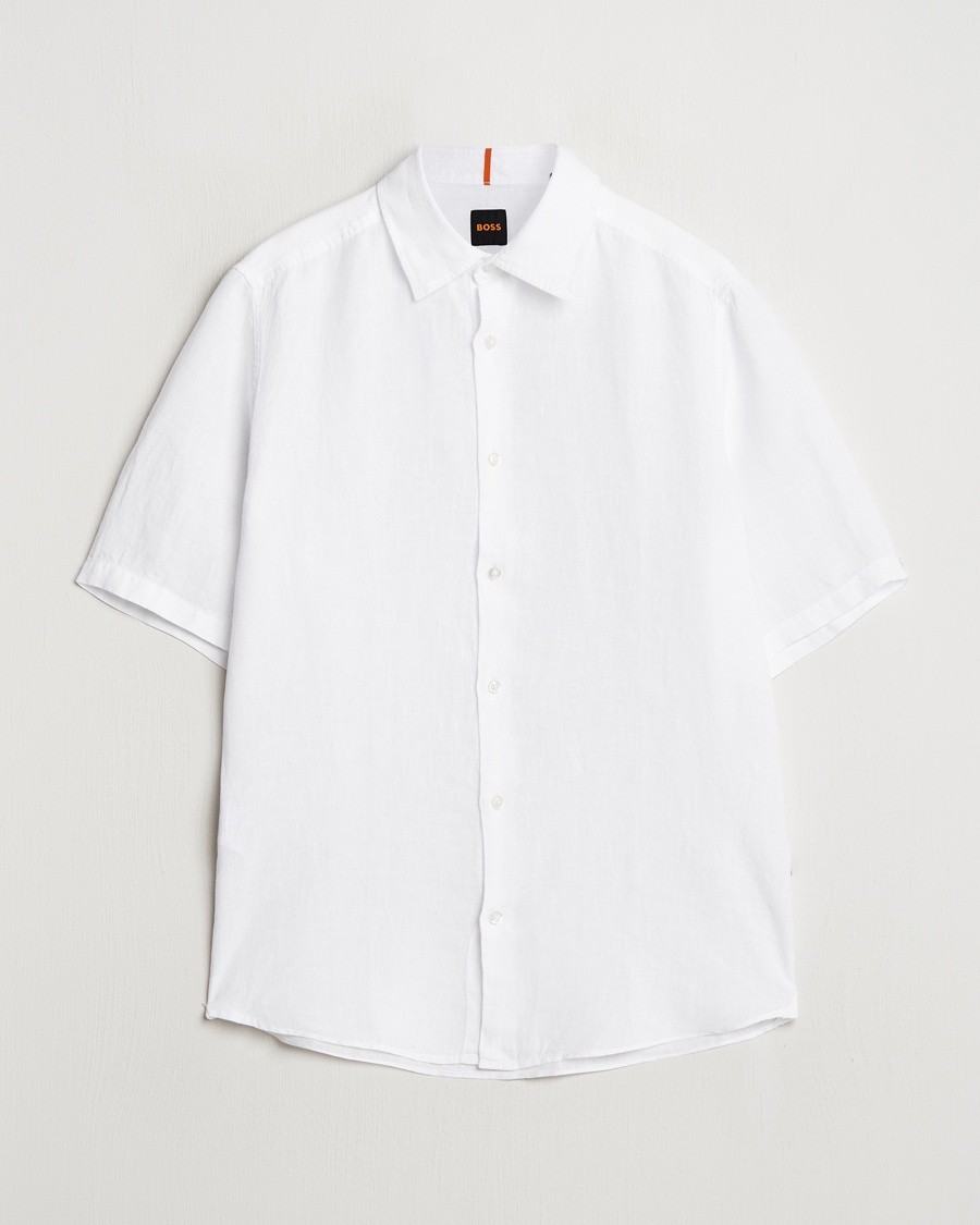 BOSS ORANGE Rash Linen Short Sleeve Shirt White – Vit