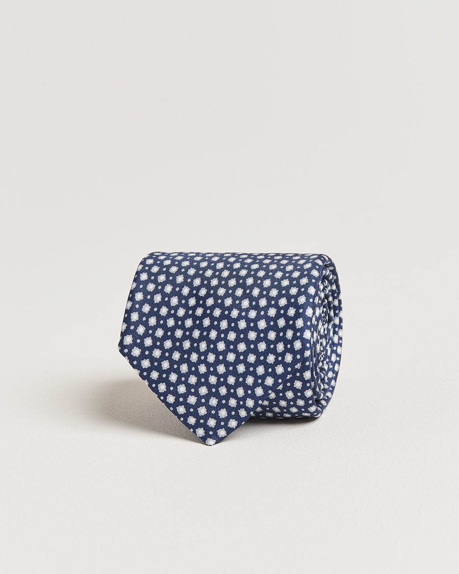 Herr | Slipsar | Stenströms | Printed Silk Tie 7,5cm Blue