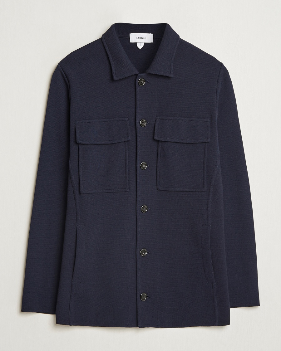 Herr | Lardini | Lardini | Knitted Pocket Shirt Jacket Navy