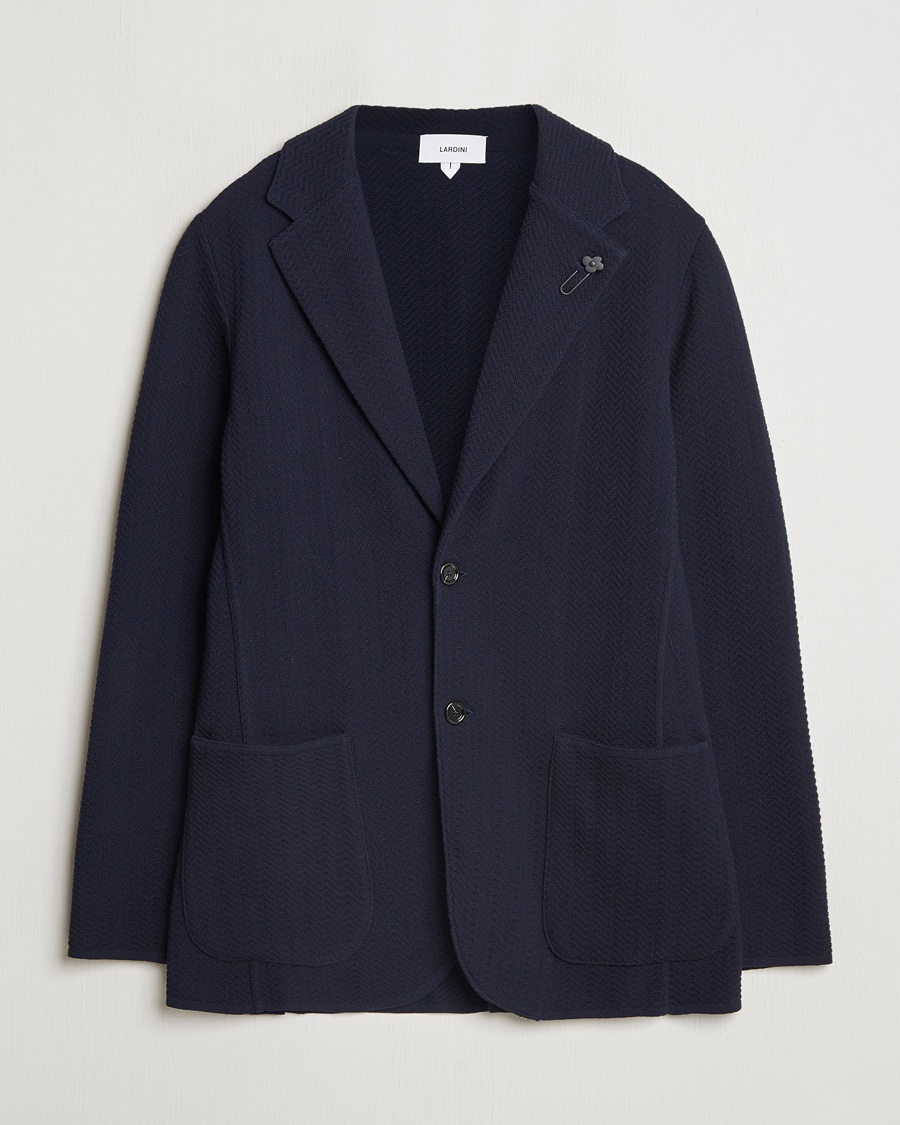 Herr | Lardini | Lardini | Knitted Cotton Structured Blazer Navy