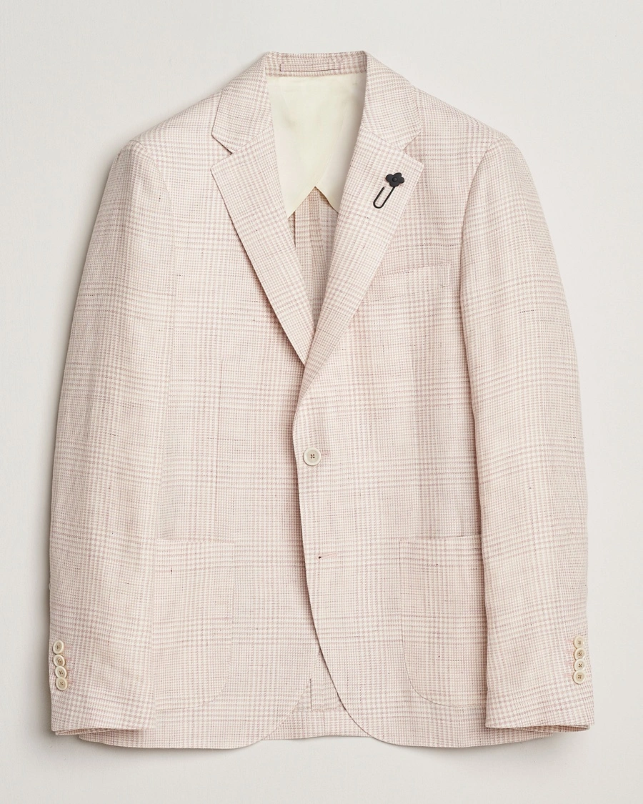 Herr | Lardini | Lardini | Linen/Wool Glencheck Blazer Pink